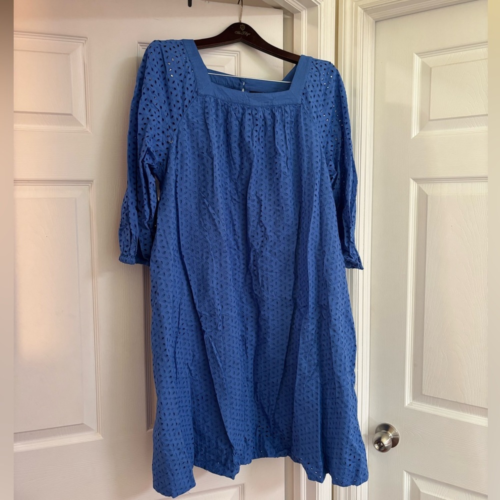 Lane Bryant Blue Sundress with Bishop Sleeves and Square Neck